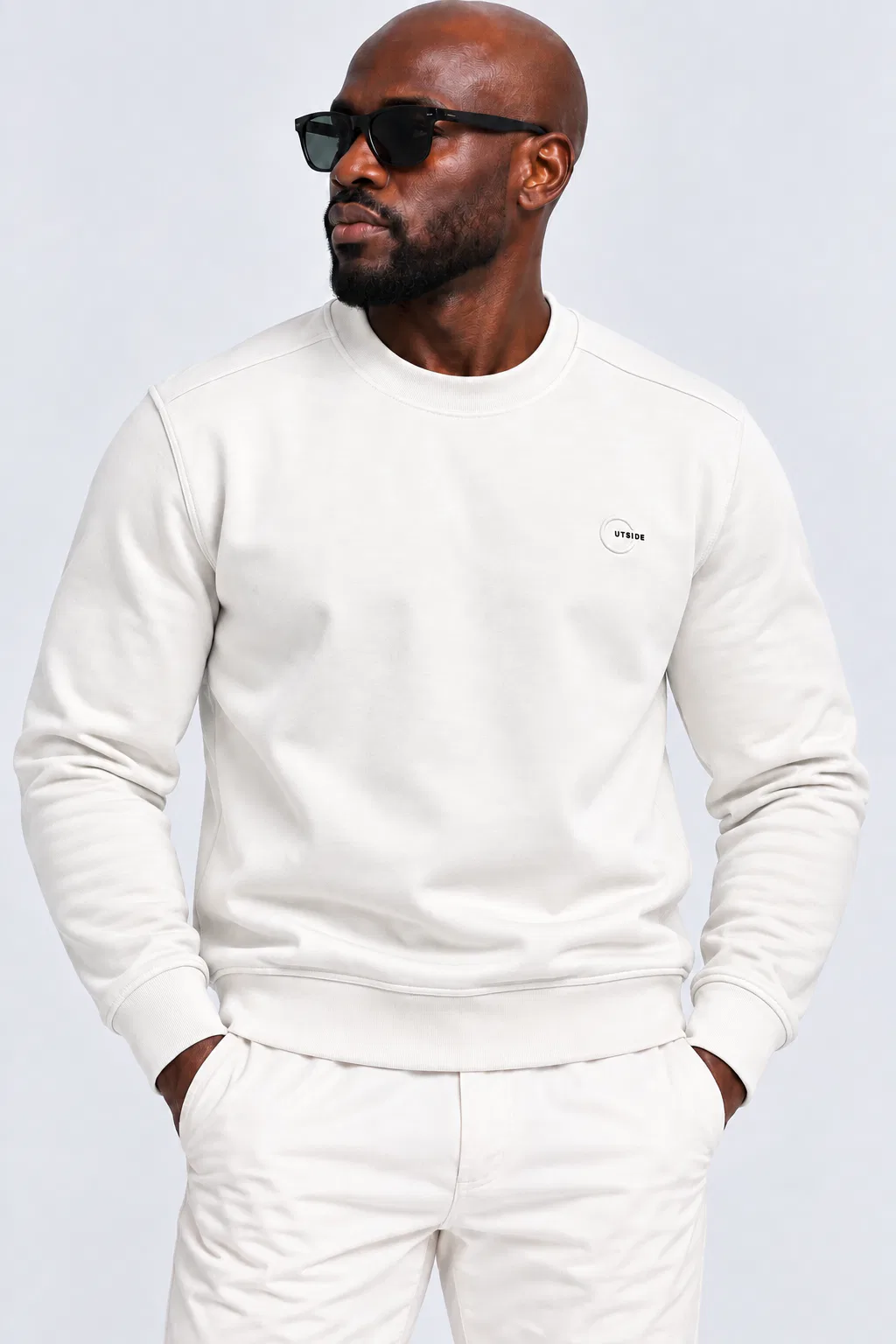 Beyaz Oysho Kumaş Normal Kalıp Bisiklet Yaka Sweatshirt