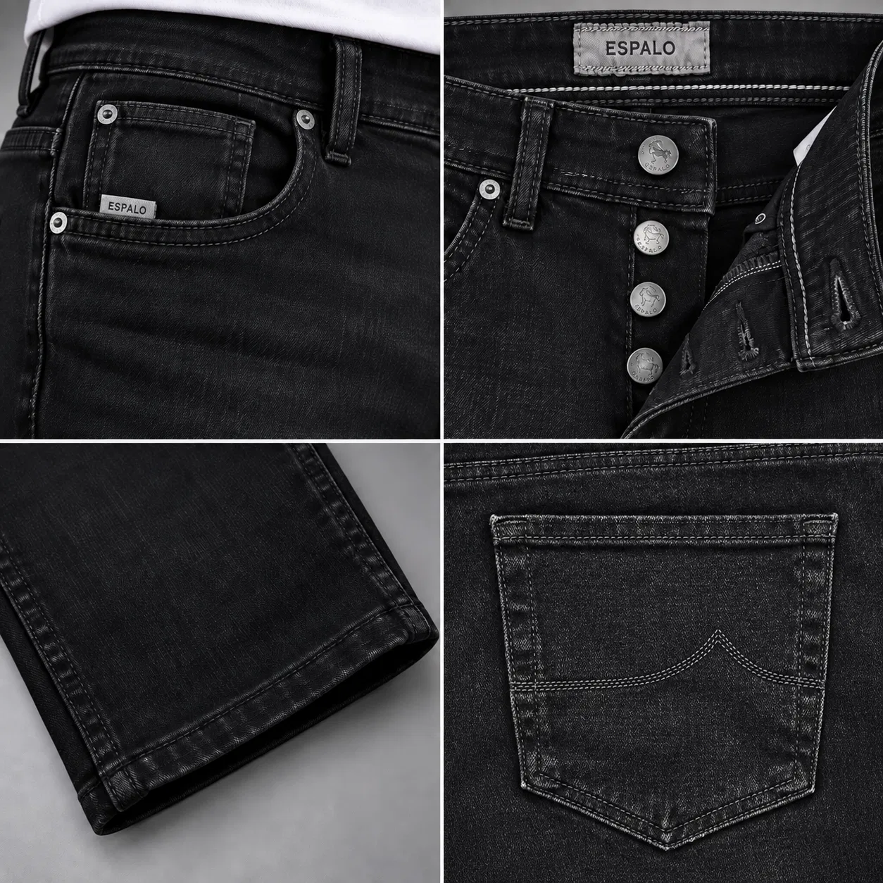 ESPALO Regular Fit Siyah Kot Pantolon