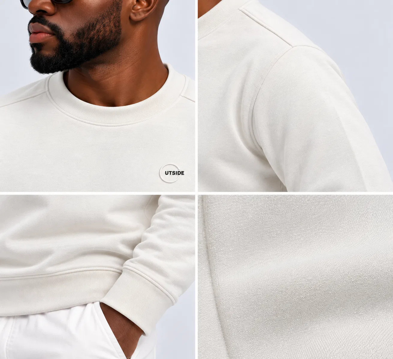 Beyaz Oysho Kumaş Normal Kalıp Bisiklet Yaka Sweatshirt