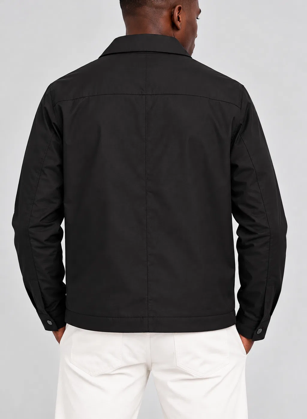 Polo Yaka Siyah Çıtçıtlı Mont