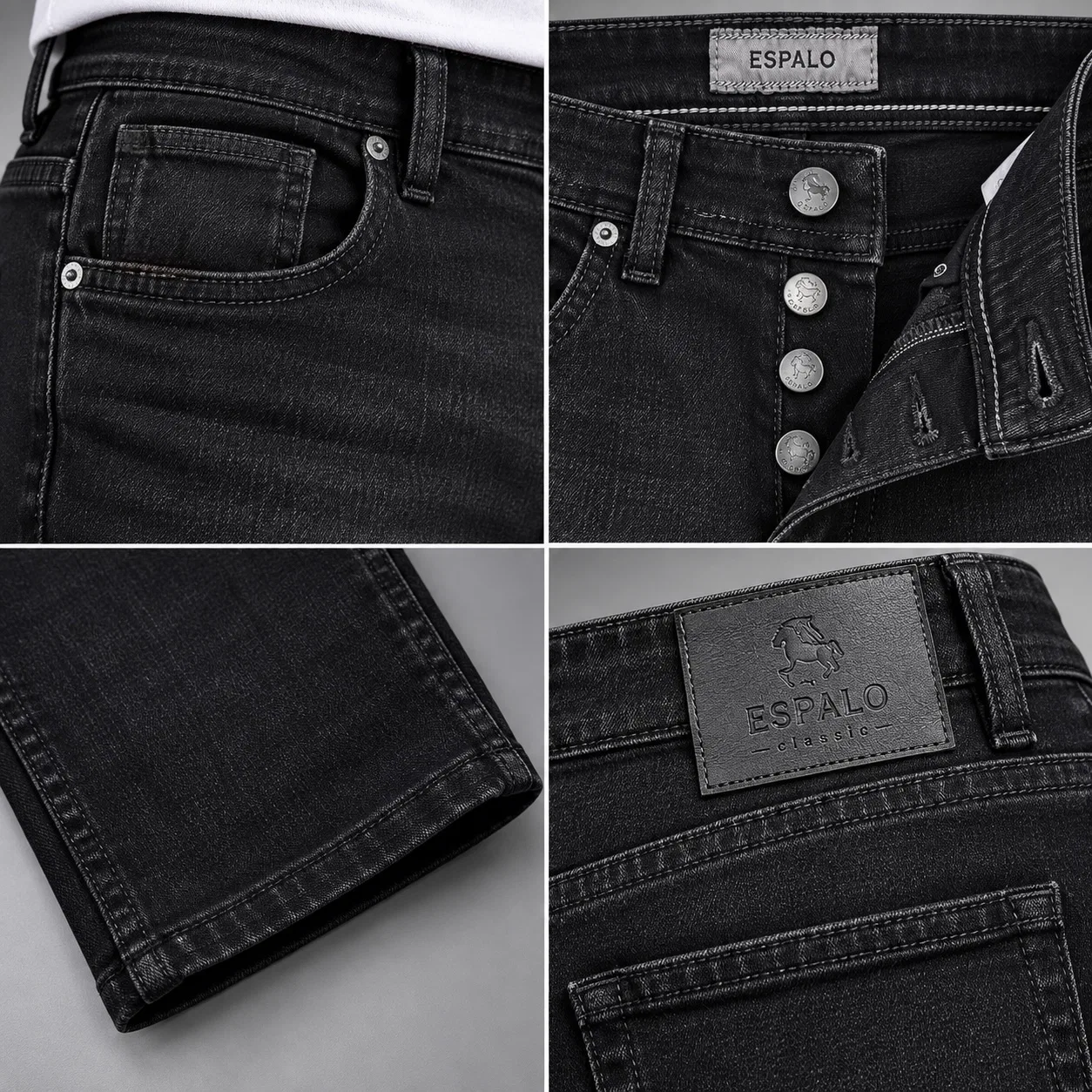 ESPALO Slim Fit Siyah Kot Pantolon
