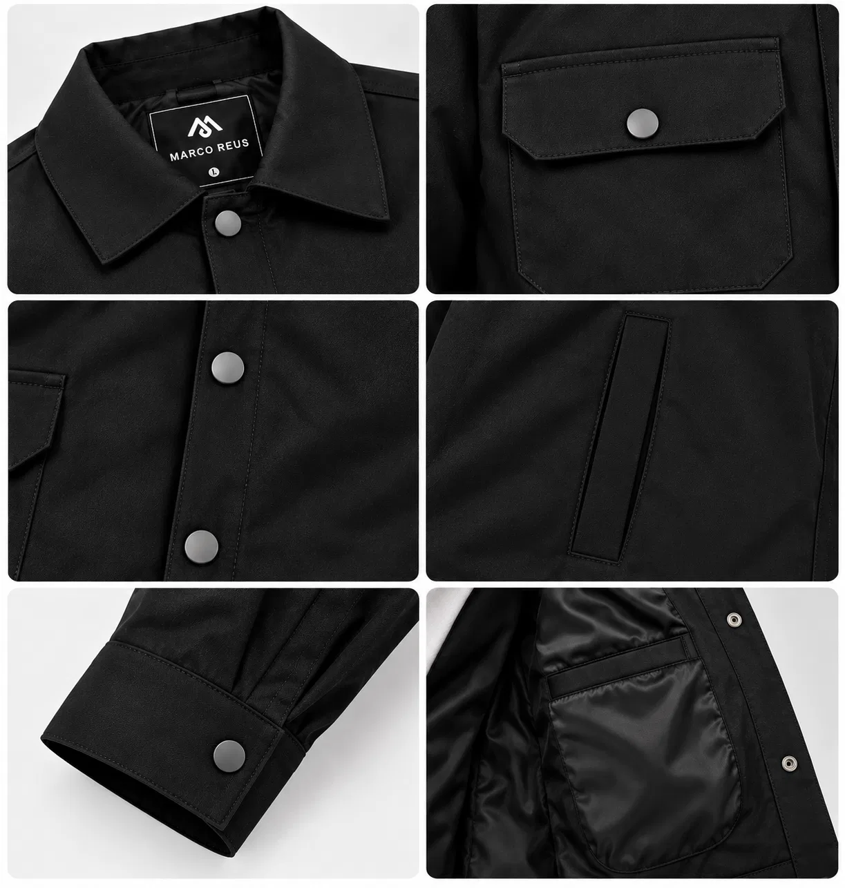 Polo Yaka Siyah Çıtçıtlı Mont