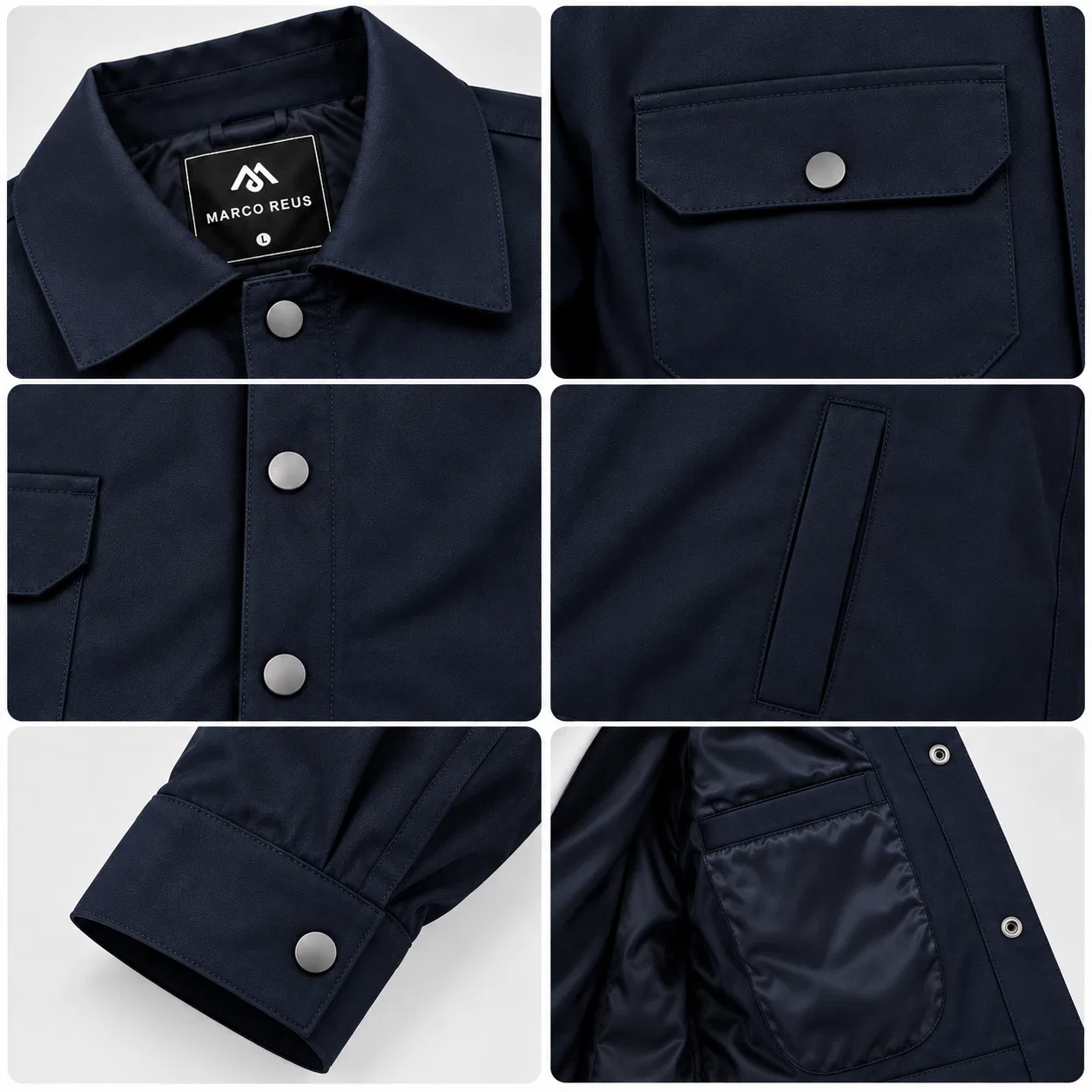 Polo Yaka Lacivert Çıtçıtlı Mont
